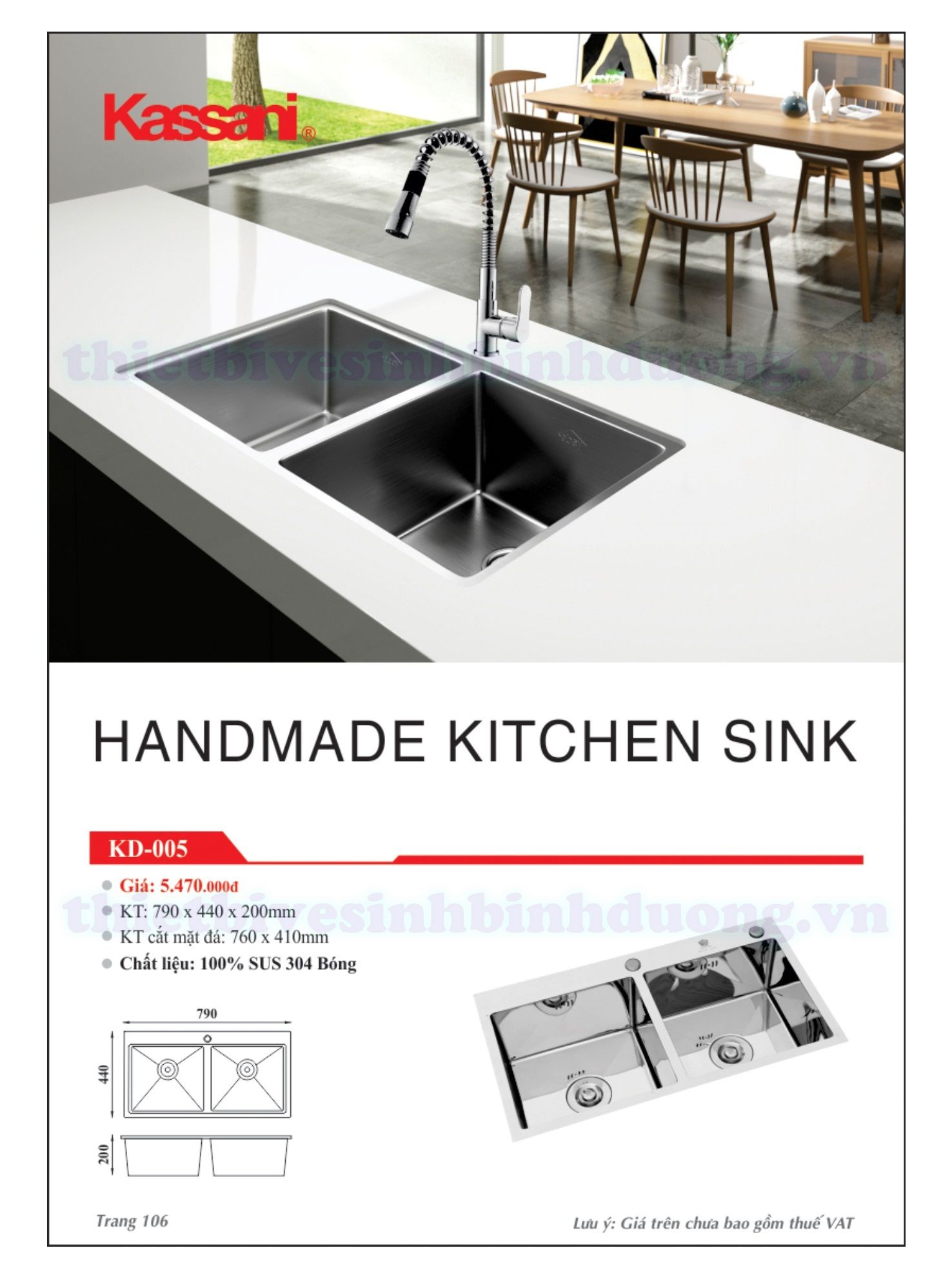 Chậu rửa chén inox Kassani KD-005